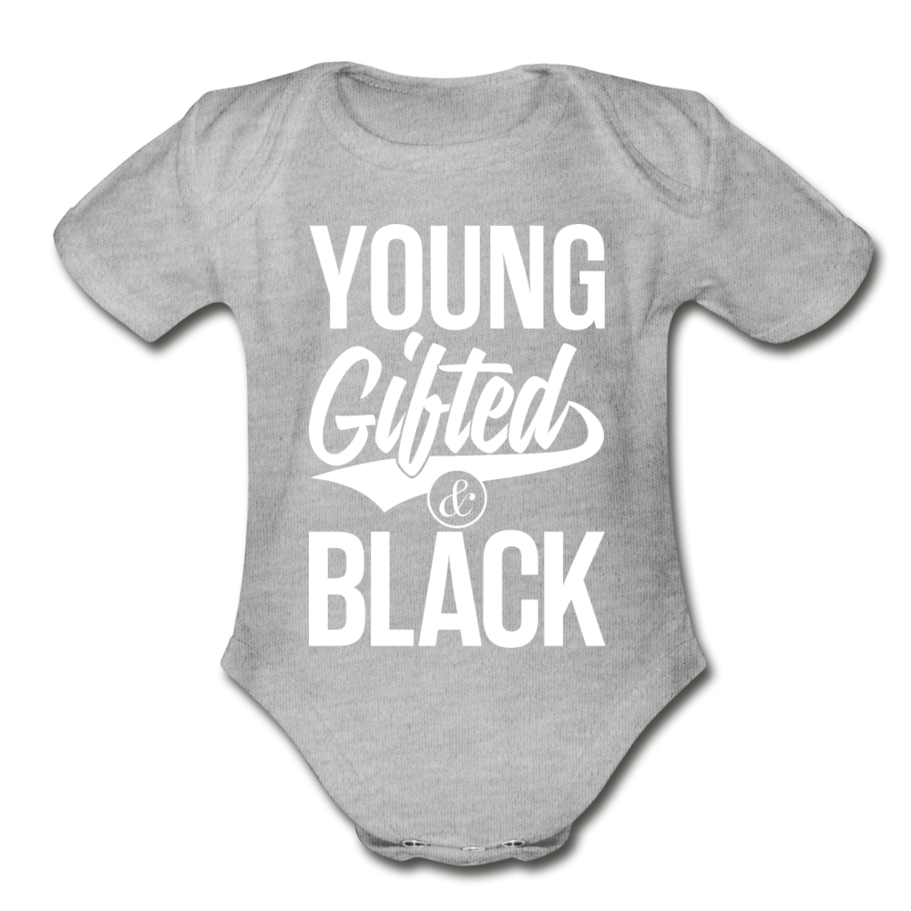 Young Gifted & Black Organic Short Sleeve Baby Bodysuit - heather gray