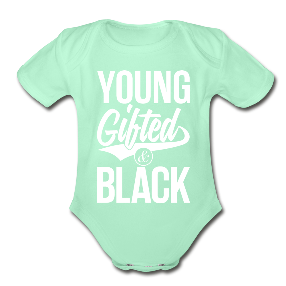 Young Gifted & Black Organic Short Sleeve Baby Bodysuit - light mint
