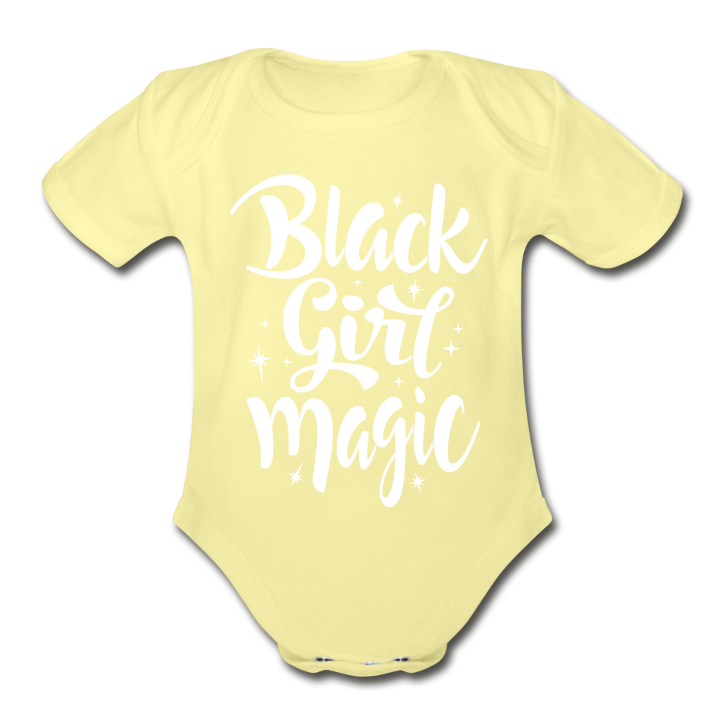 Black Girl Magic Organic Short Sleeve Baby Bodysuit - washed yellow