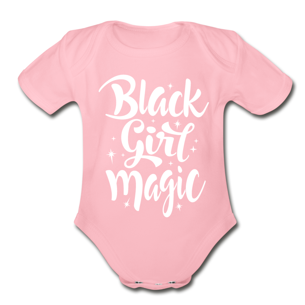 Black Girl Magic Organic Short Sleeve Baby Bodysuit - light pink