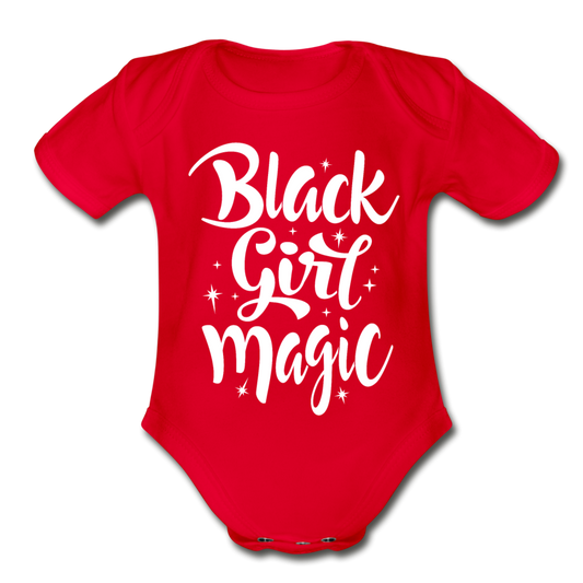 Black Girl Magic Organic Short Sleeve Baby Bodysuit - red