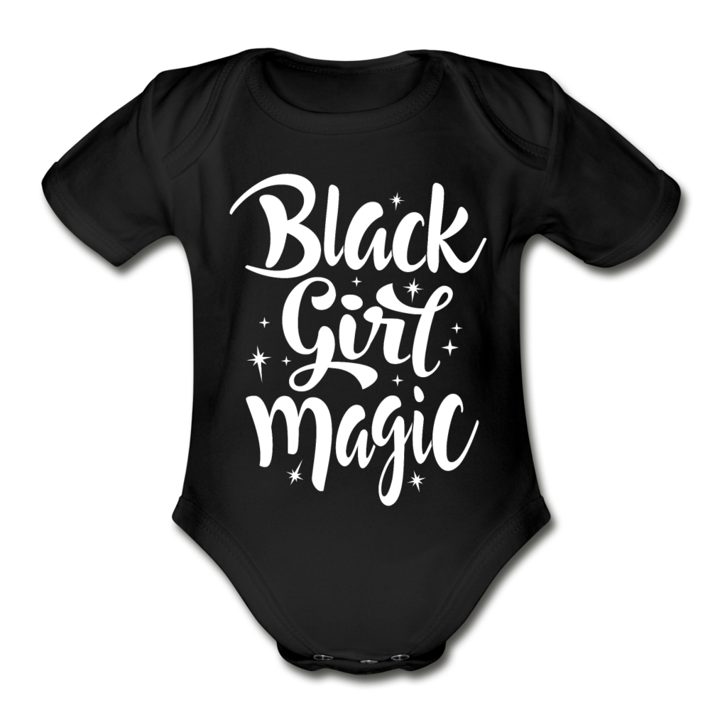 Black Girl Magic Organic Short Sleeve Baby Bodysuit - black