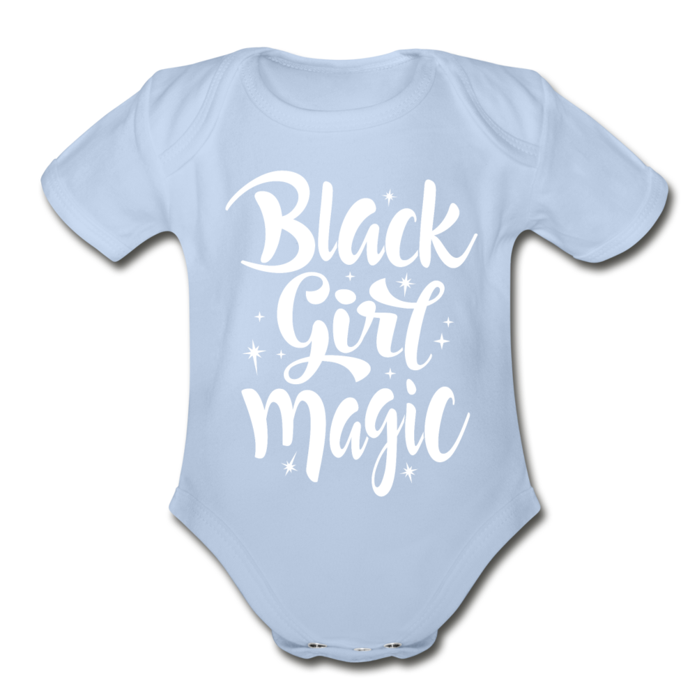 Black Girl Magic Organic Short Sleeve Baby Bodysuit - sky
