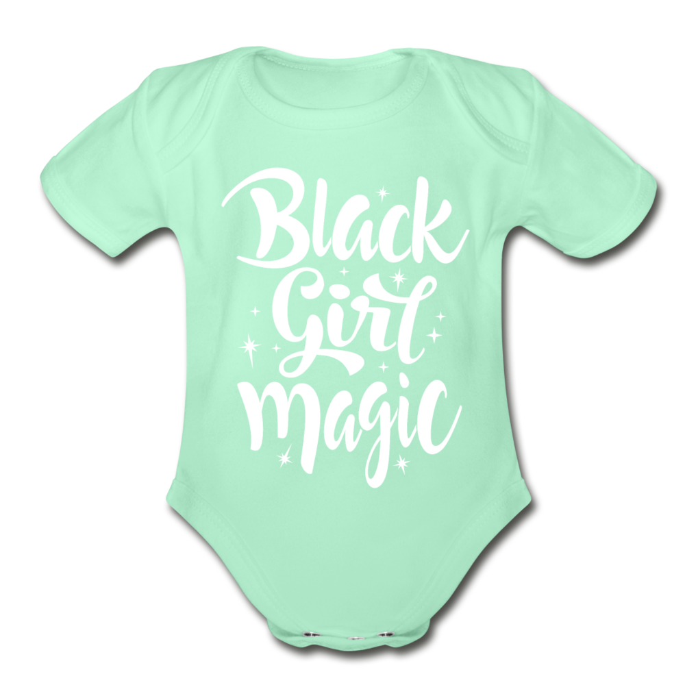 Black Girl Magic Organic Short Sleeve Baby Bodysuit - light mint