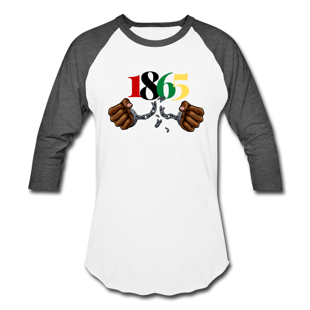 1865 Juneteenth Baseball T-Shirt - white/charcoal