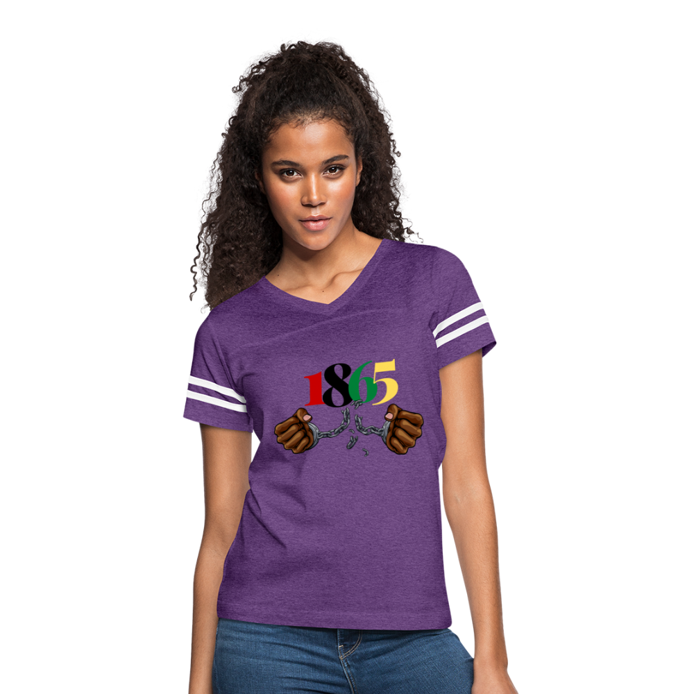 1865 Juneteenth Women’s Vintage Sport T-Shirt - vintage purple/white