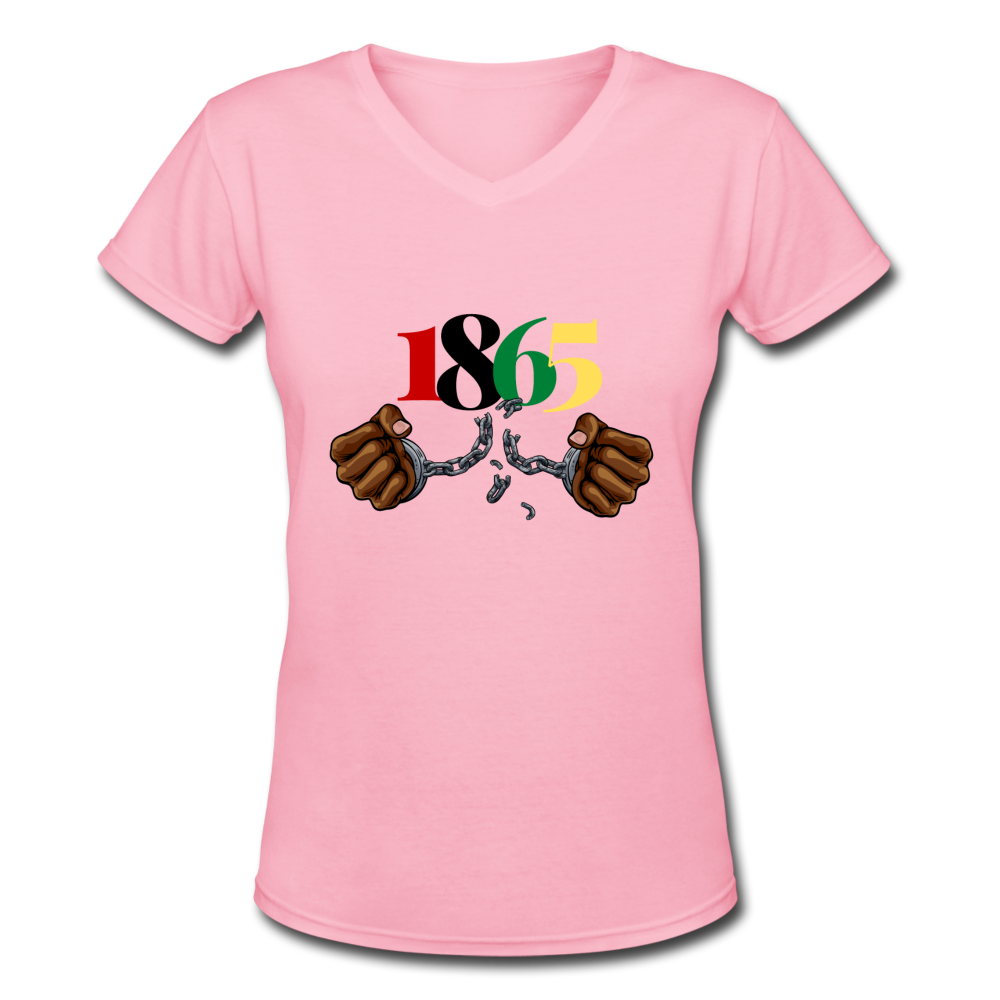 1865 Juneteenth Women's V-Neck T-Shirt - pink