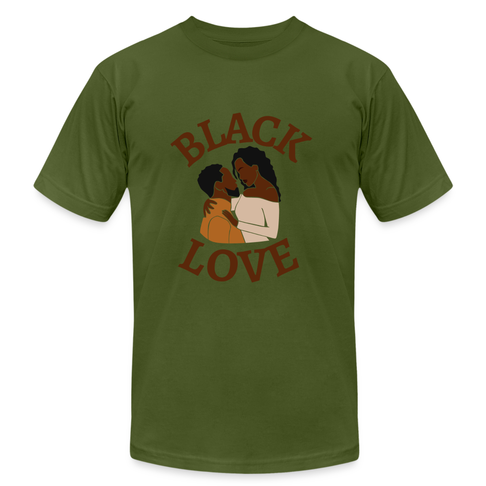 Black Love Unisex Jersey T-Shirt by Bella + Canvas - olive