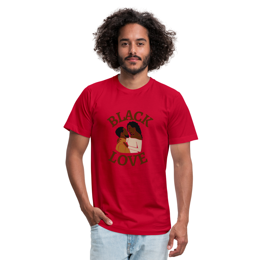 Black Love Unisex Jersey T-Shirt by Bella + Canvas - red