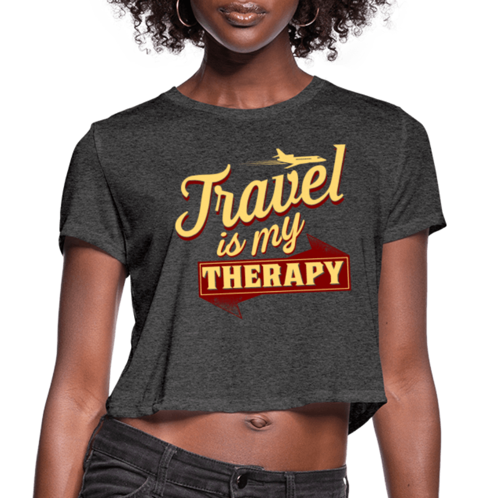 Travel is My Therapy Women's Crop Top (Style 2) - Chocolate Ancestor
