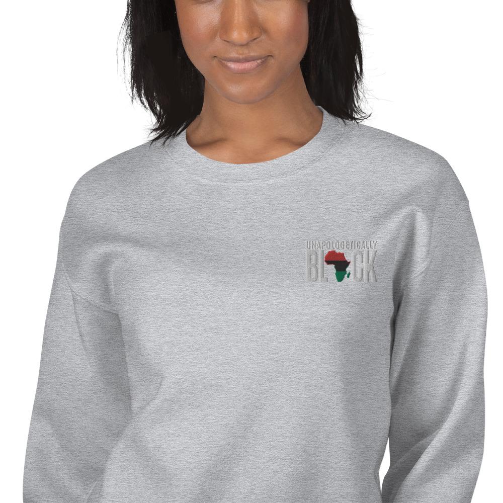 Unapologetically Black Pan African RBG Embroidered Unisex Sweatshirt - Chocolate Ancestor