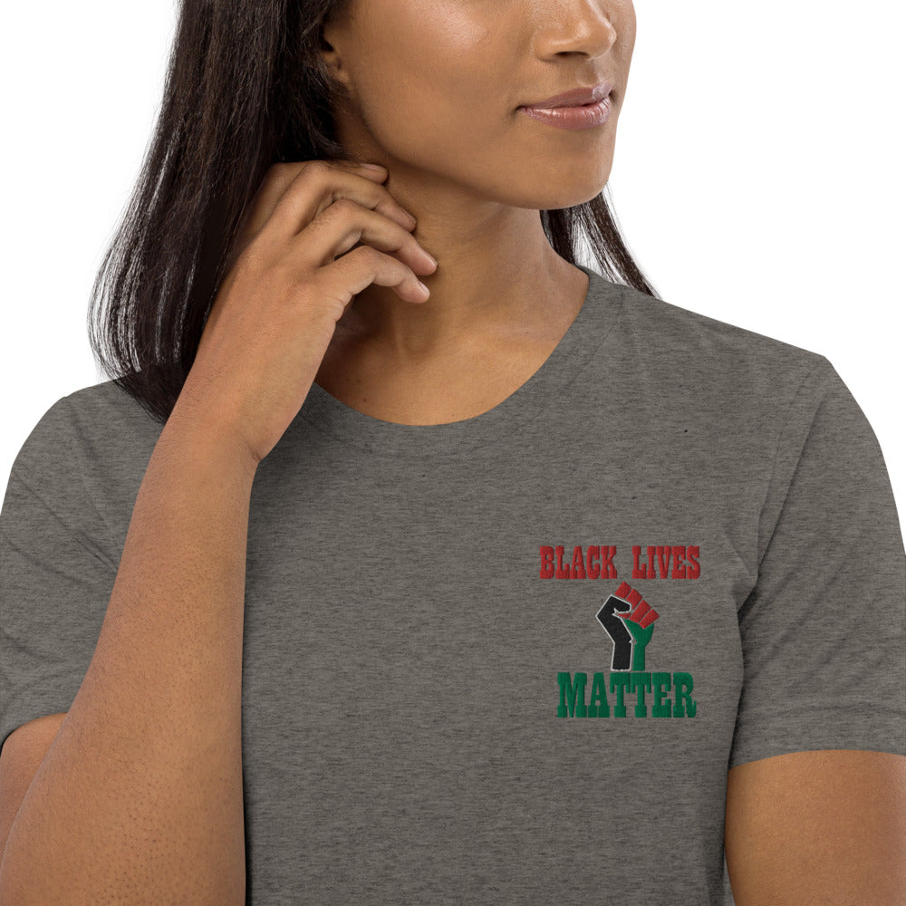 Black Lives Matter Pan African Unisex Embroidered Short sleeve t-shirt